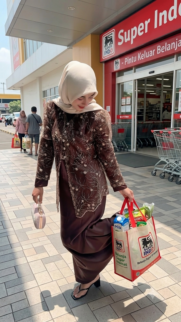 Ellanor Set Dress Brokat Satin Silk Premium Wanita Kondangan Lebaran Muslim 
